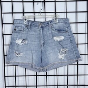 KanCan Distressed Denim Jean Shorts Womens‎ Medium Blue KC8398M High Rise Cutoff